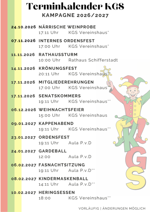 Terminkalender 26/27